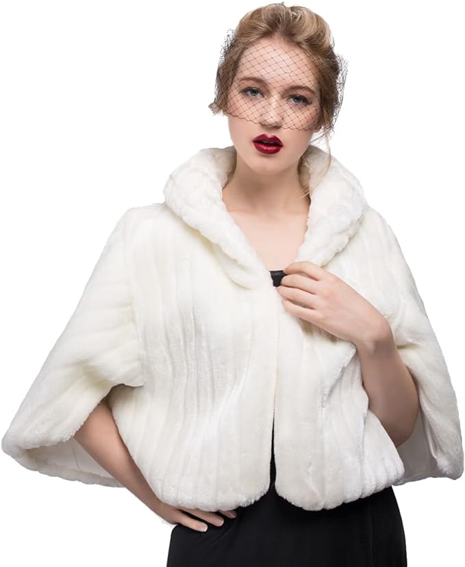BEAUTELICATE Faux Fur Shawl For Women Soft Fur Stole Wrap