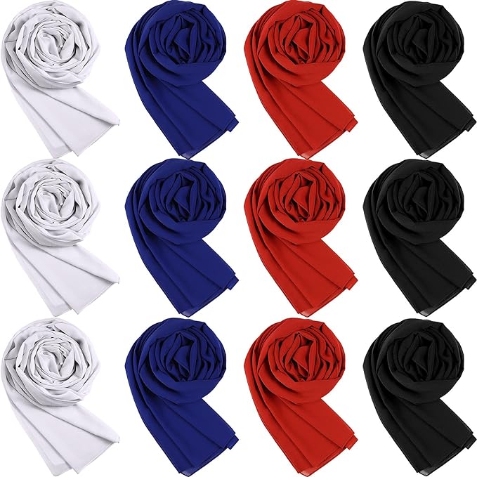 12 Pcs Women Chiffon Silk Scarf Shawl Wrap Soft Lightweight Solid Color Chiffon Hijab Scarf Long Fashion Scarves