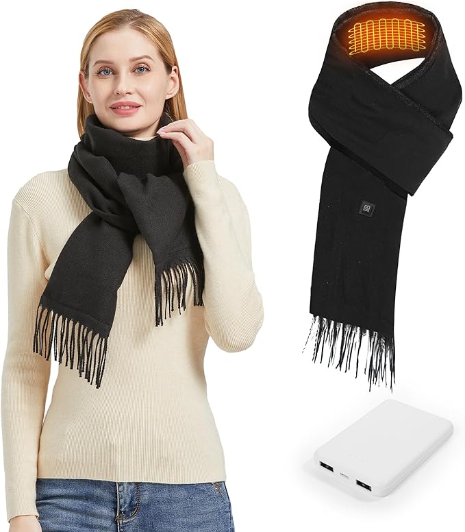 Women Rechargeable, Heated Scarf for Men Three Temp Settings with 5000mah Battery