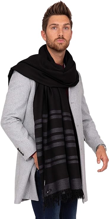 likemary Merino Wool Wrap & Blanket Scarf Fairtrade Pashmina Handwoven Stripes